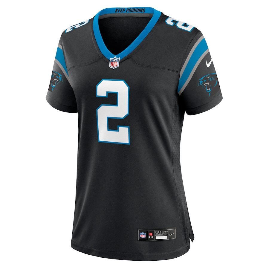 Alternative view of Mike Jackson 2 Carolina Panthers Women's Game Jersey - Black JS7169 nicesnker