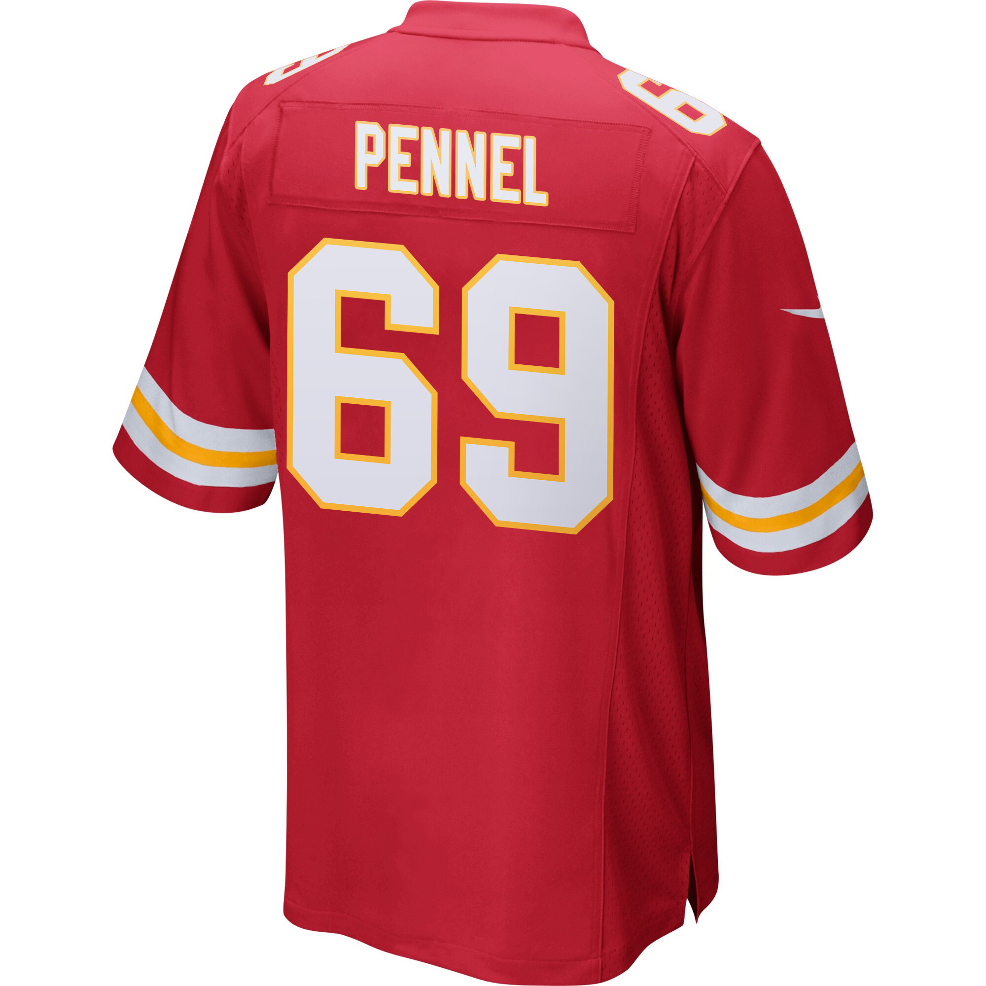 Alternative view of Mike Pennel 69 Kansas City Chiefs Super Bowl LIX New Orleans Patch Game Men Jersey - Red JS3538 nicesnker