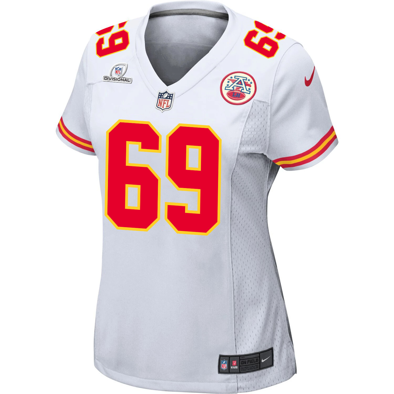 Alternative view of Mike Pennel 69 Kansas City Chiefs Super Bowl LVIII Patch Game Women Jersey - White JS2278 nicesnker