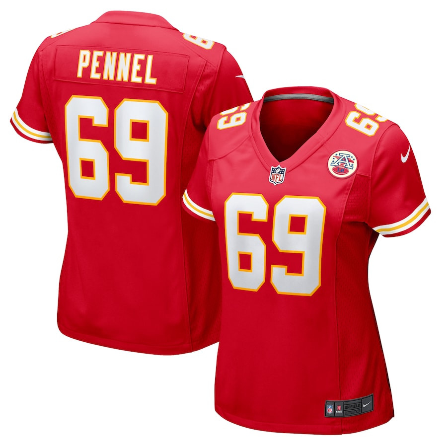 Mike Pennel 69 Kansas City Chiefs Women's Game Jersey - Red JS9768 nicesnker