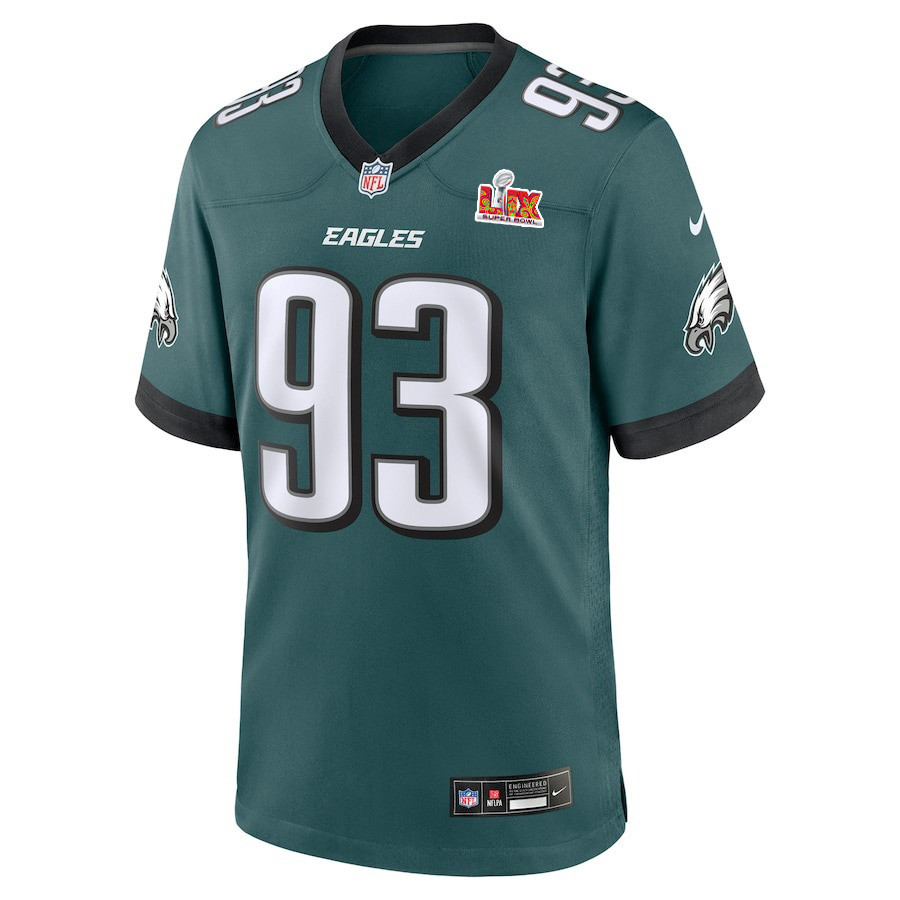 Alternative view of Milton Williams #93 Philadelphia Eagles Super Bowl LIX YOUTH Jersey - Midnight Green JS7936 nicesnker