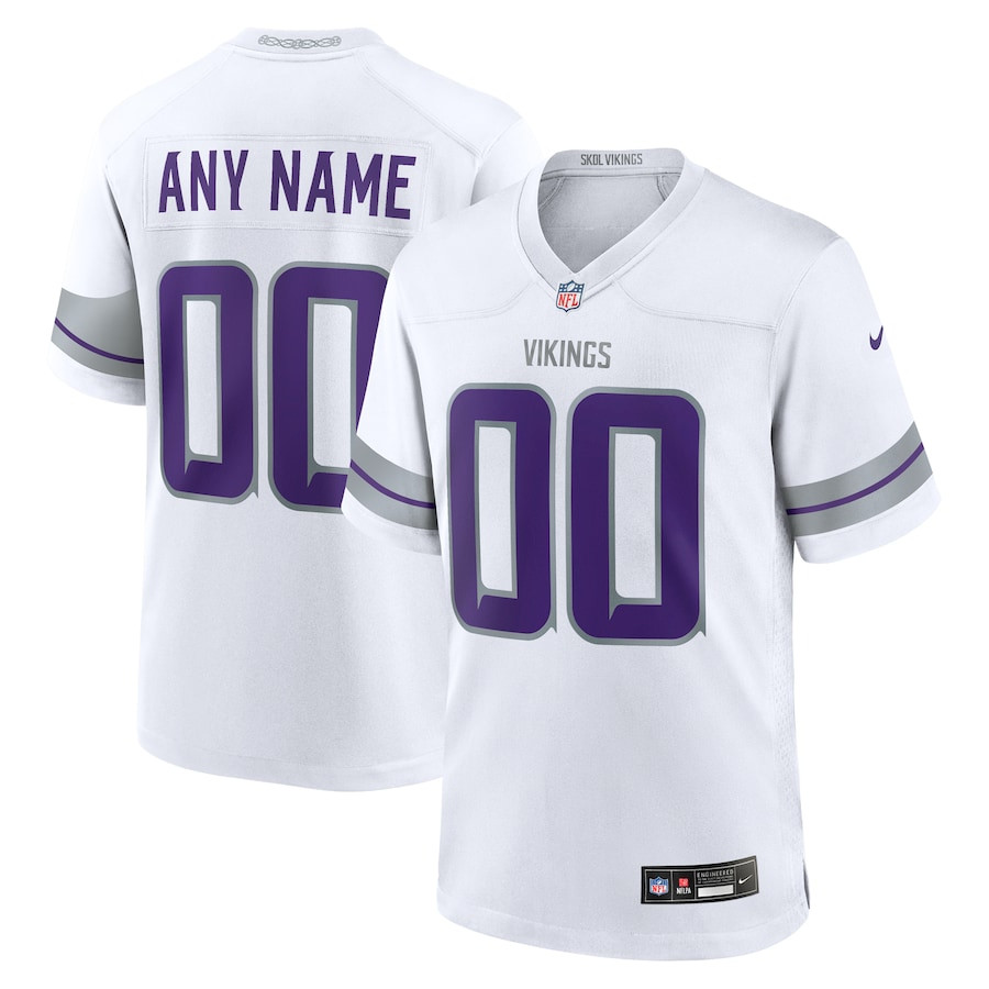 Minnesota Vikings Alternate Game Men Custom Jersey - White JS5900 nicesnker