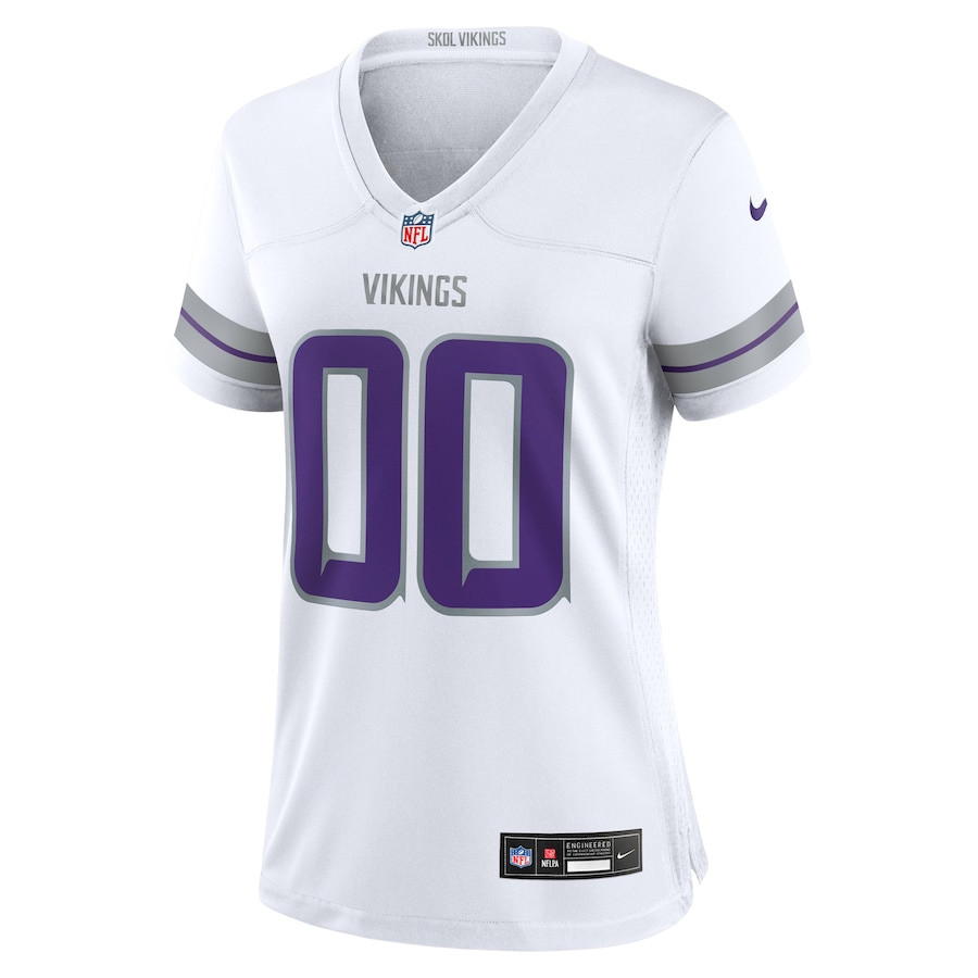 Alternative view of Minnesota Vikings Women's Alternate Game Custom Jersey - White JS3963 nicesnker
