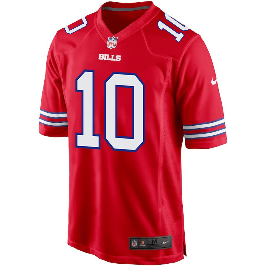 Alternative view of Mitch Trubisky 10 Buffalo Bills Team Game Men Jersey - Red JS7480 nicesnker