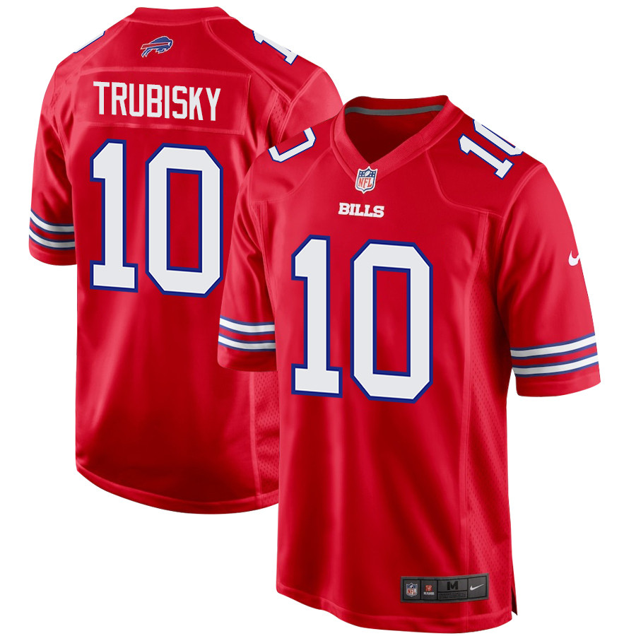 Mitch Trubisky 10 Buffalo Bills Team Game Men Jersey - Red JS7480 nicesnker