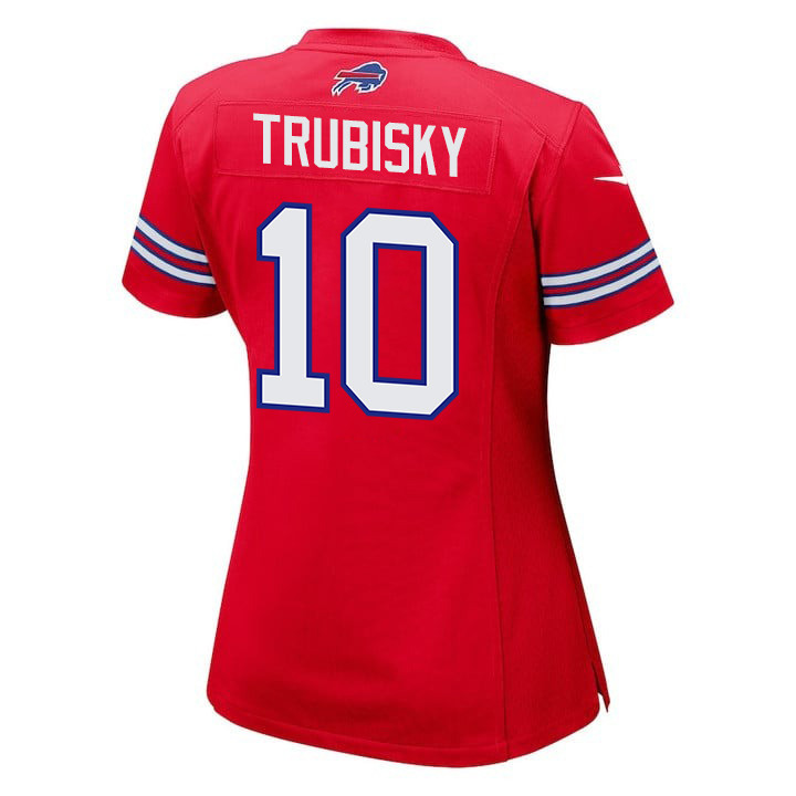 Alternative view of Mitch Trubisky 10 Buffalo Bills Team Game Women Jersey - Red JS5633 nicesnker