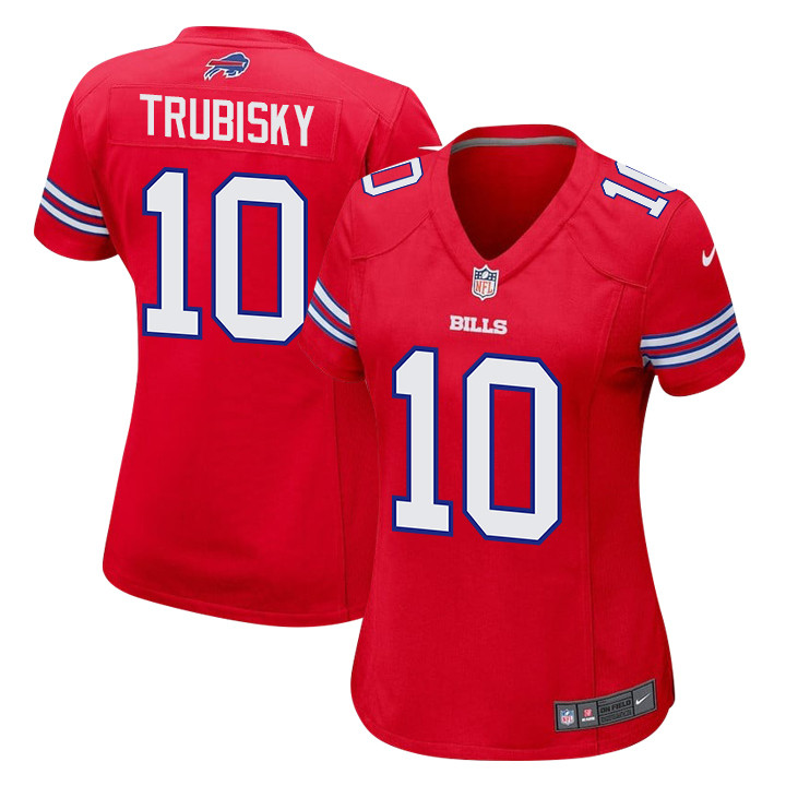 Mitch Trubisky 10 Buffalo Bills Team Game Women Jersey - Red JS5633 nicesnker