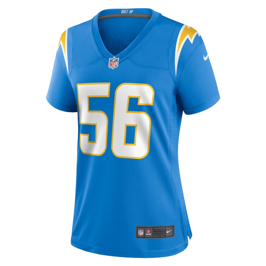 Alternative view of Morgan Fox 56 Los Angeles Chargers Women's Game Jersey - Powder Blue JS2505 nicesnker