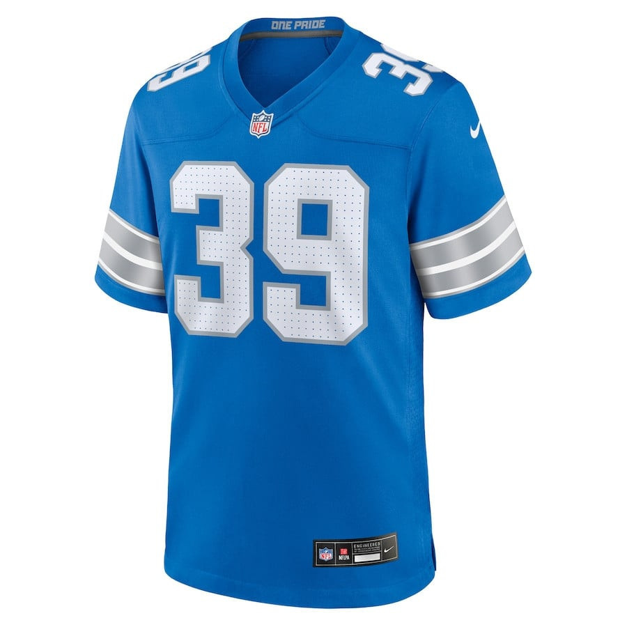 Alternative view of Morice Norris 39 Detroit Lions Game Men Jersey - Blue JS9458 nicesnker