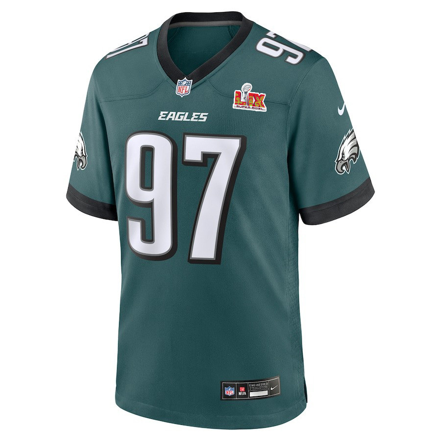 Alternative view of Moro Ojomo #97 Philadelphia Eagles Super Bowl LIX Jersey - Men's - Midnight Green JS3633 nicesnker