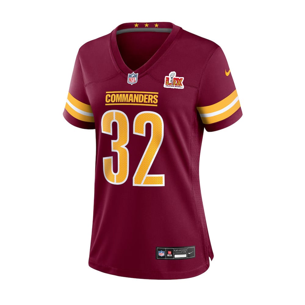 Alternative view of Mykal Walker #32 Washington Commanders Super Bowl LIX Women's Jersey - Burgundy JS3812 nicesnker