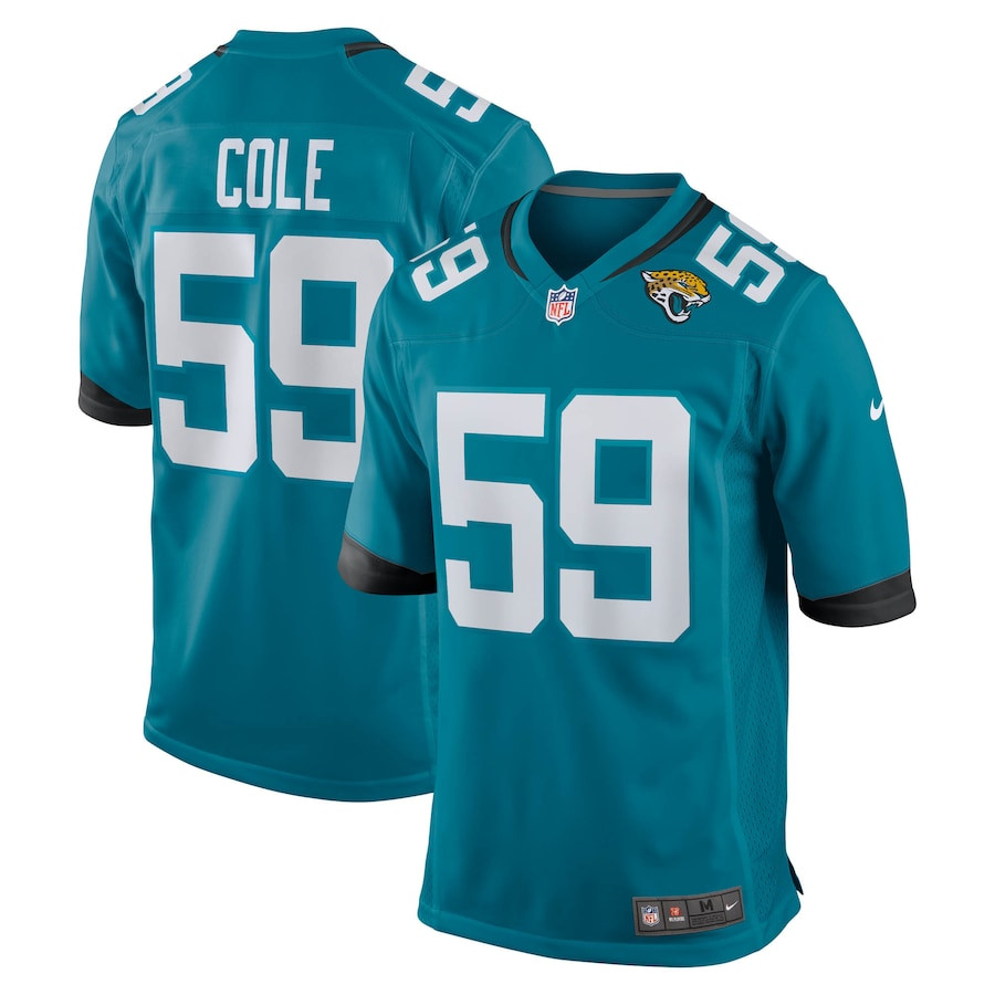 Myles Cole 59 Jacksonville Jaguars Team Game Men Jersey - Teal JS2942 nicesnker