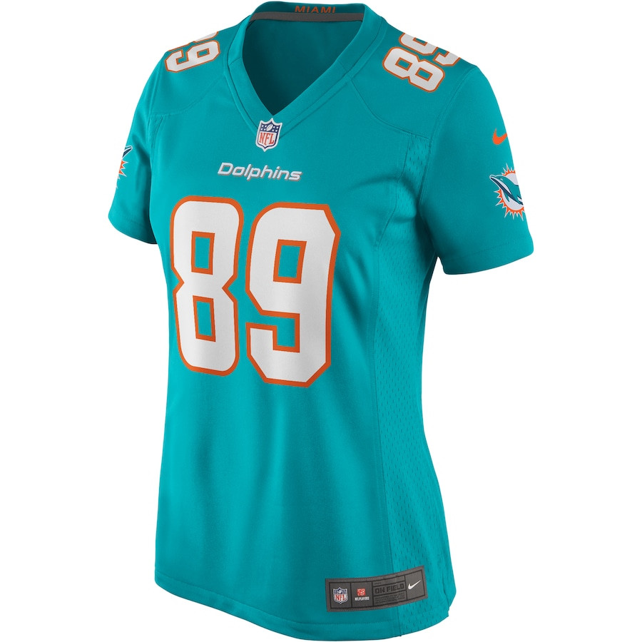 Alternative view of Nat Moore 89 Miami Dolphins Women Game Retired Jersey - Aqua JS7190 nicesnker