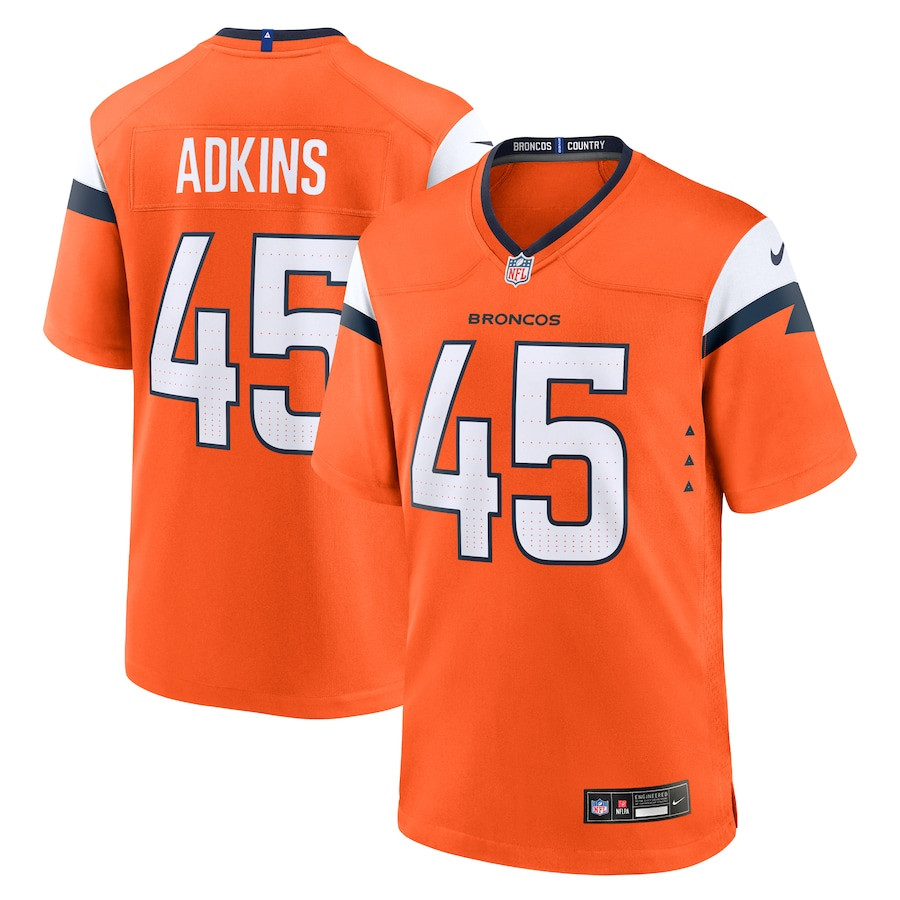 Nate Adkins 45 Denver Broncos Team Game Men Jersey - Orange JS1814 nicesnker