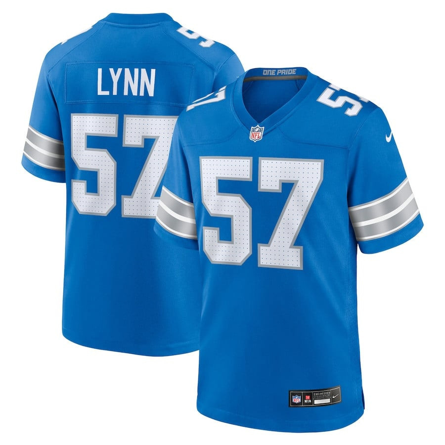 Nate Lynn 57 Detroit Lions Game Men Jersey - Blue JS9942 nicesnker