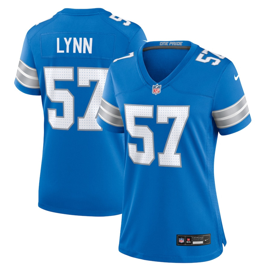 Nate Lynn 57 Detroit Lions Women's Game Jersey - Blue JS3021 nicesnker