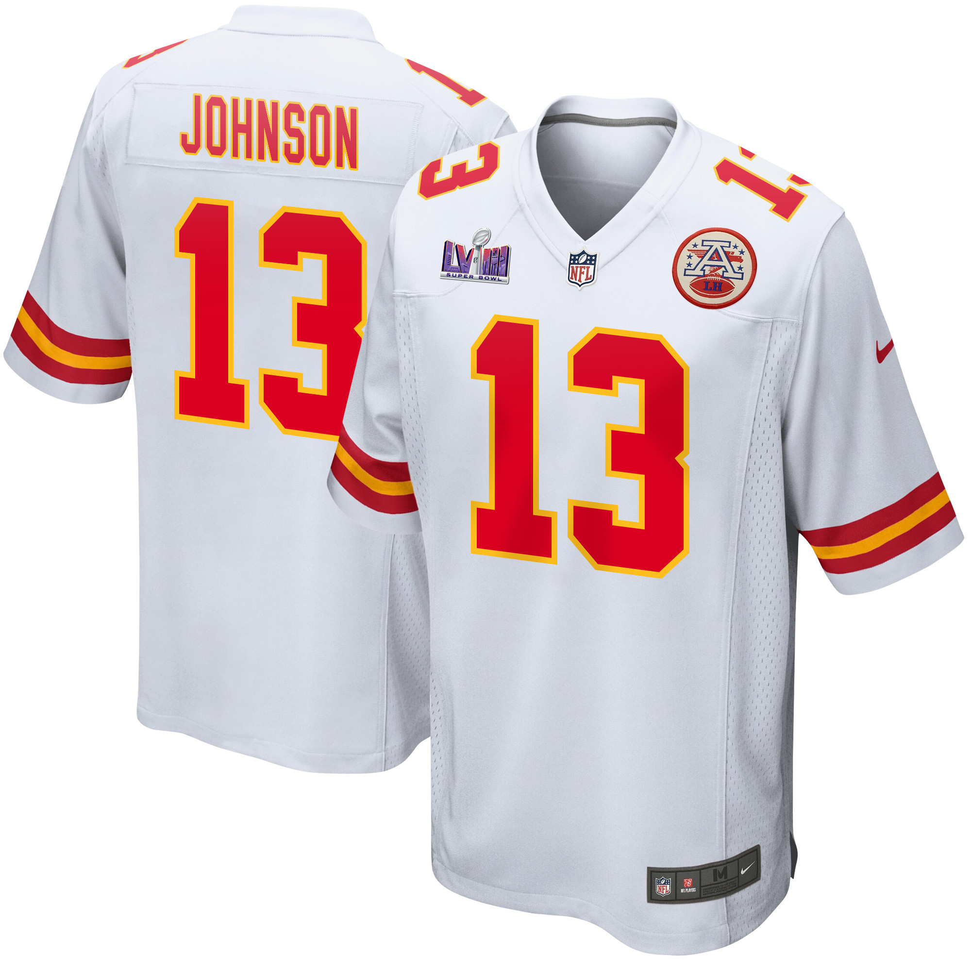 Nazeeh Johnson 13 Kansas City Chiefs Super Bowl LVIII Patch Game Men Jersey - White JS7753 nicesnker
