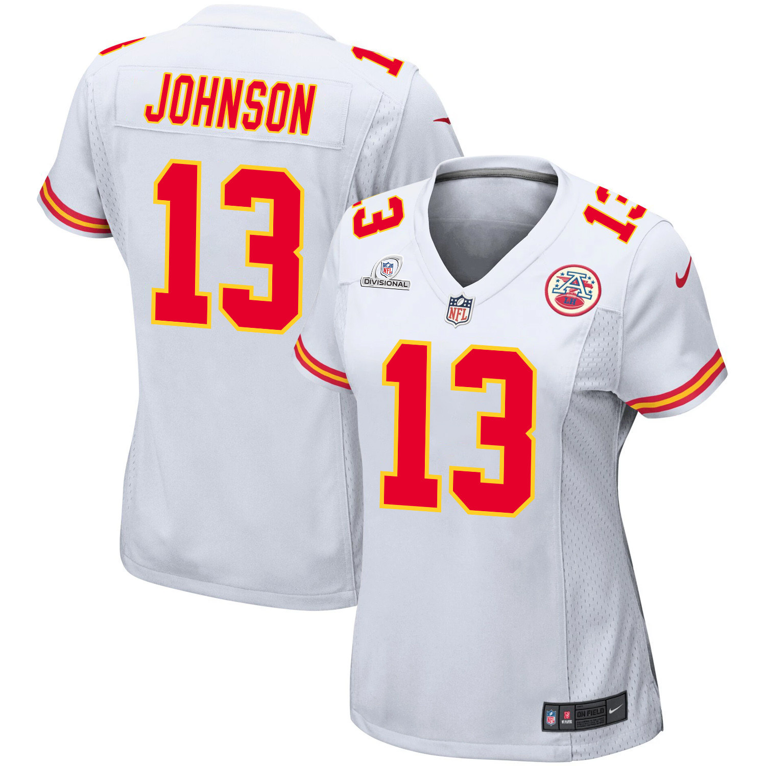 Nazeeh Johnson 13 Kansas City Chiefs Super Bowl LVIII Patch Game Women Jersey - White JS9266 nicesnker