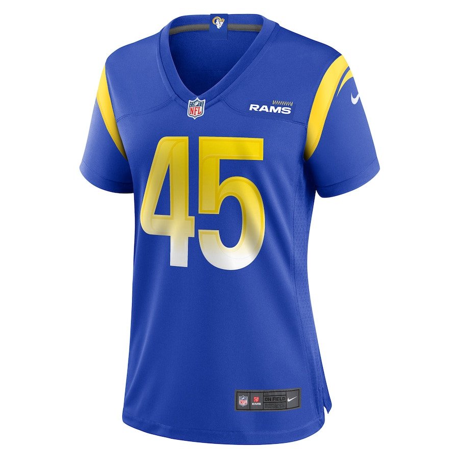 Alternative view of Neal Johnson Jr 45 Los Angeles Rams Women's Game Jersey - Royal JS1343 nicesnker