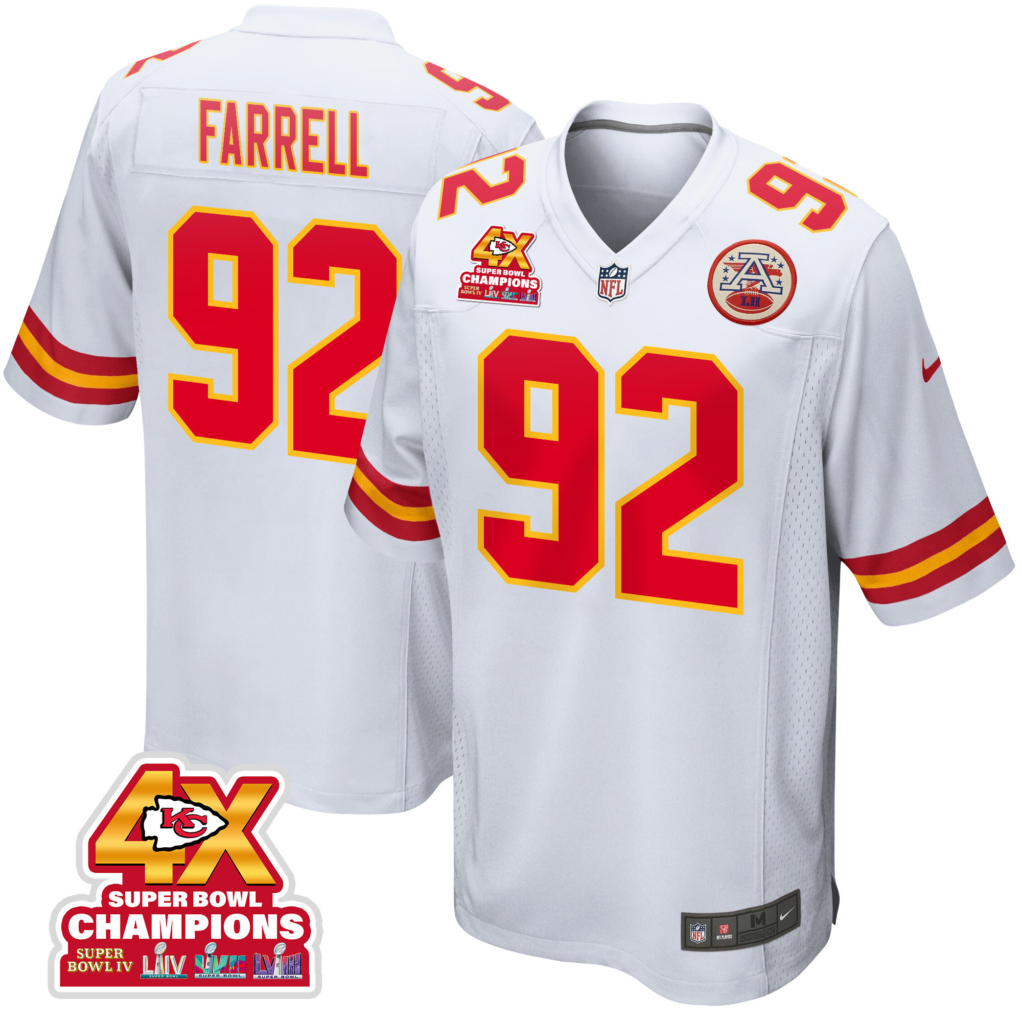 Neil Farrell 92 Kansas City Chiefs Super Bowl LVIII Champions 4X Game Men Jersey - White JS4145 nicesnker