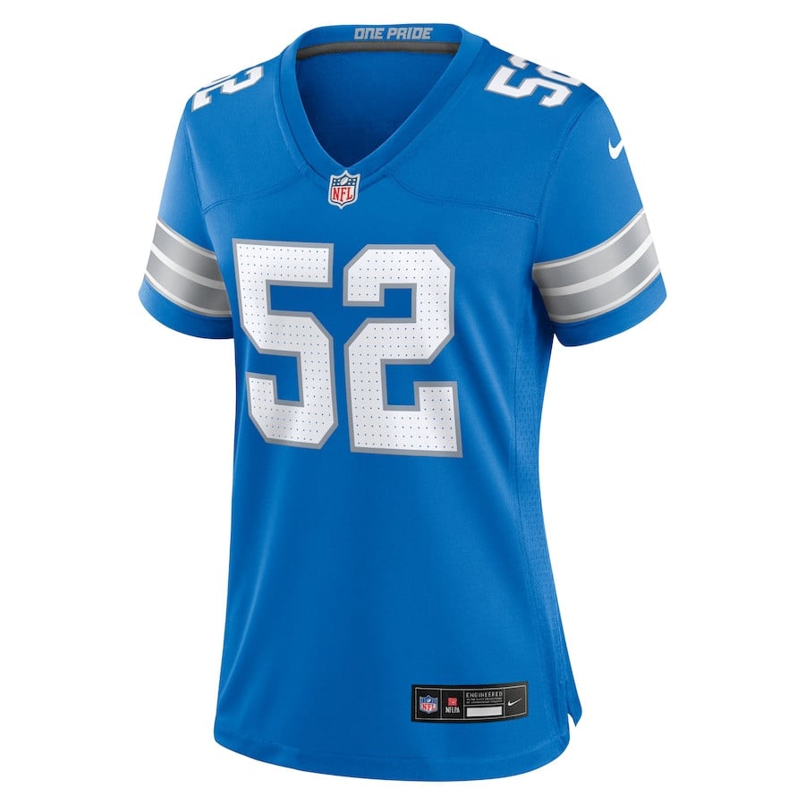 Alternative view of Netane Muti 52 Detroit Lions Women's Game Jersey - Blue JS4123 nicesnker