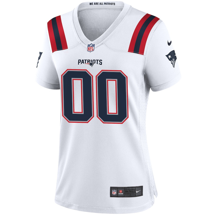 Alternative view of New England Patriots Women Custom Game Jersey - White JS3135 nicesnker