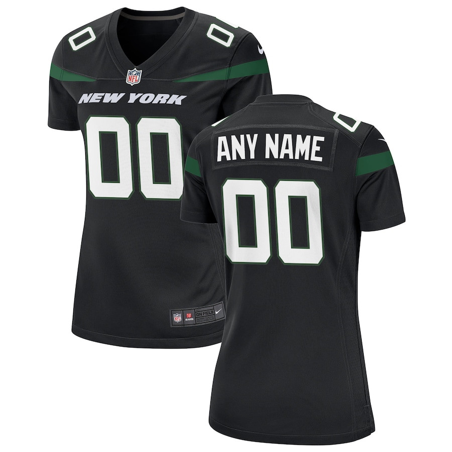 New York Jets Women Alternate Custom Game Jersey - Stealth Black JS7908 nicesnker