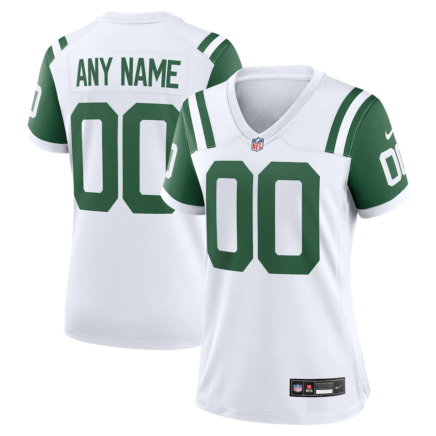 New York Jets Women's Classic Alternate Custom Jersey - White JS5008 nicesnker