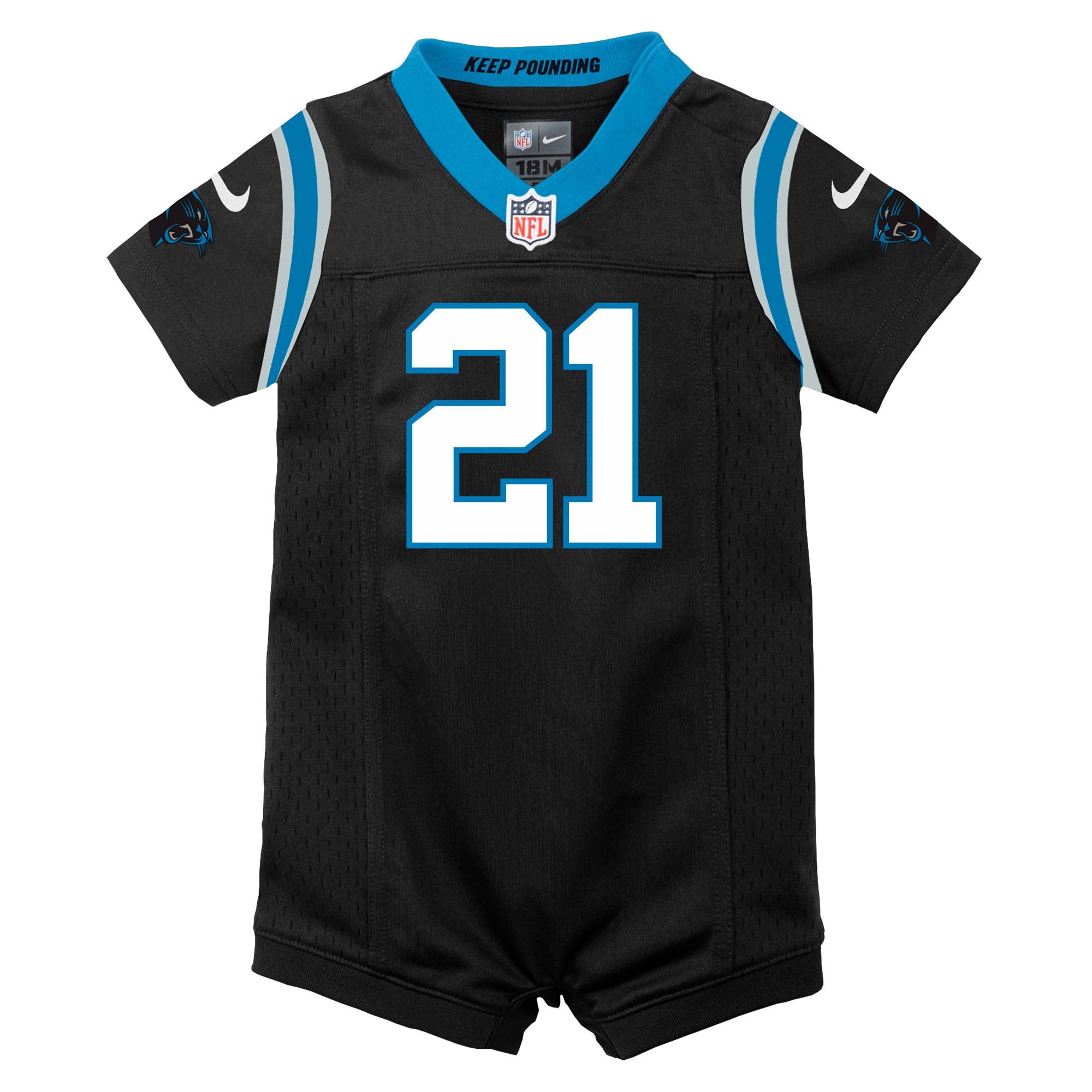 Alternative view of Newborn Carolina Panthers Jeremy Chinn Black Romper Game Jersey JS9803 nicesnker