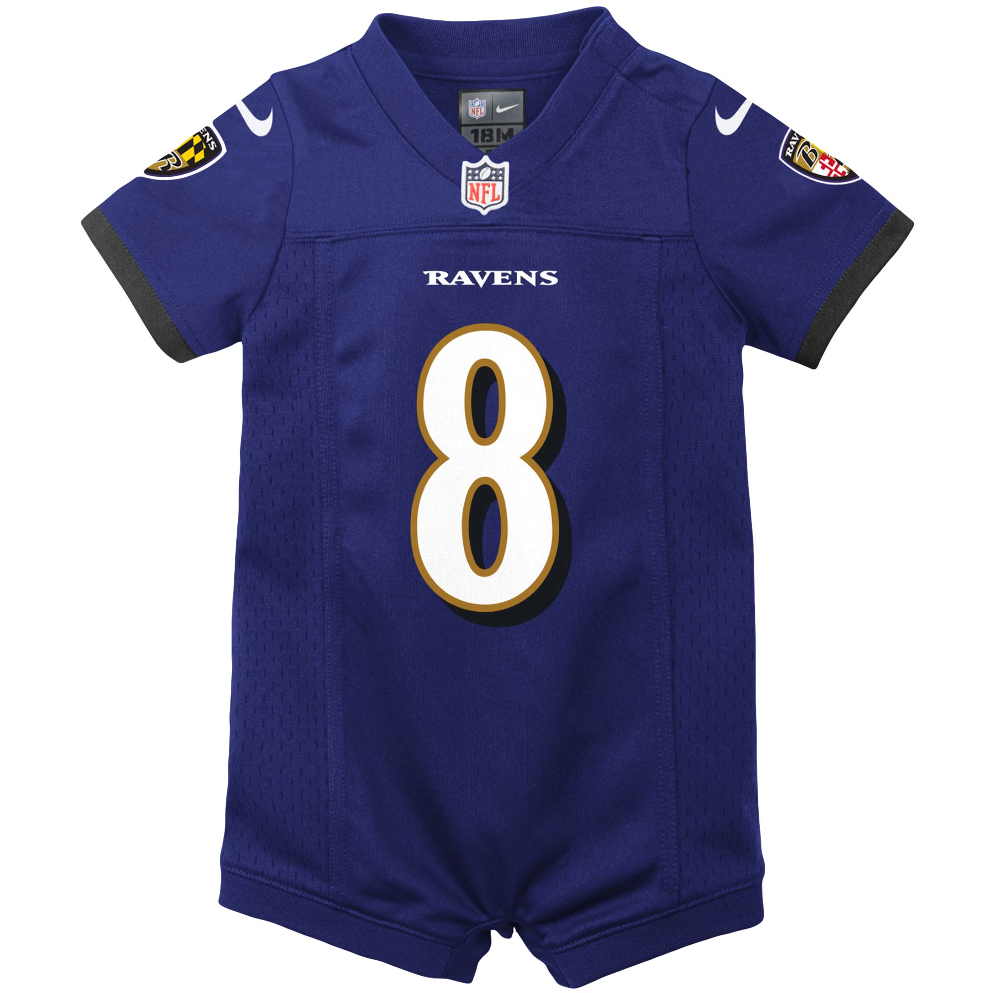 Alternative view of Newborn & Infant Baltimore Ravens Lamar Jackson Purple Romper Jersey JS5323 nicesnker