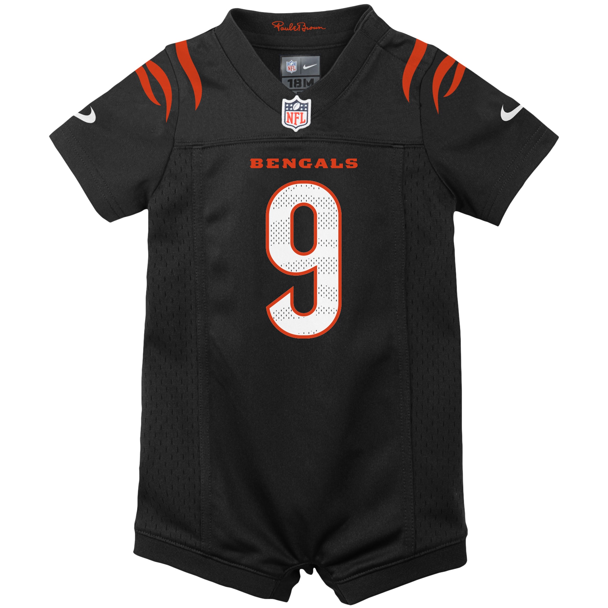 Alternative view of Newborn & Infant Cincinnati Bengals Joe Burrow Black Game Romper Jersey JS7000 nicesnker