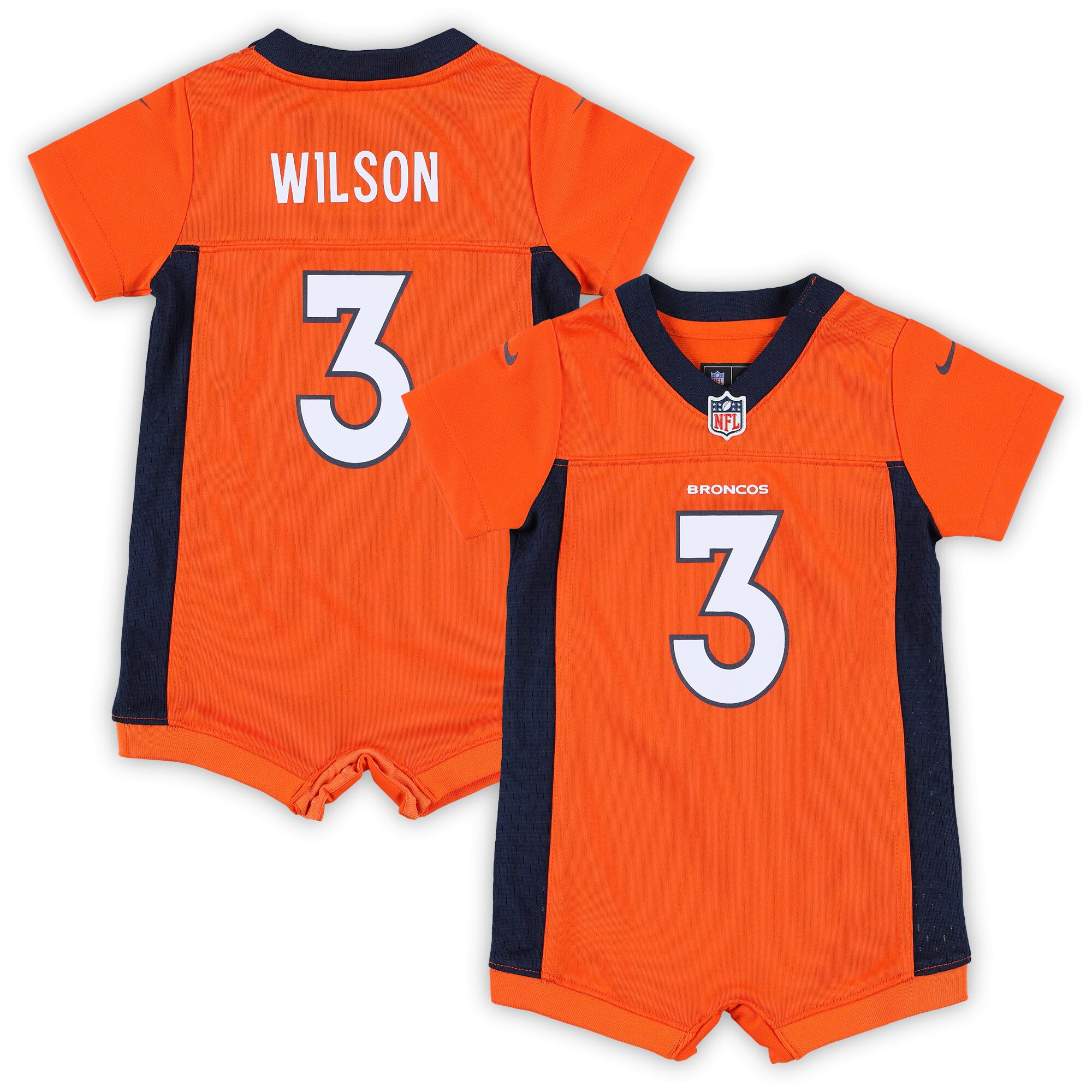 Newborn & Infant Denver Broncos Russell Wilson Orange Game Romper Jersey JS5338 nicesnker
