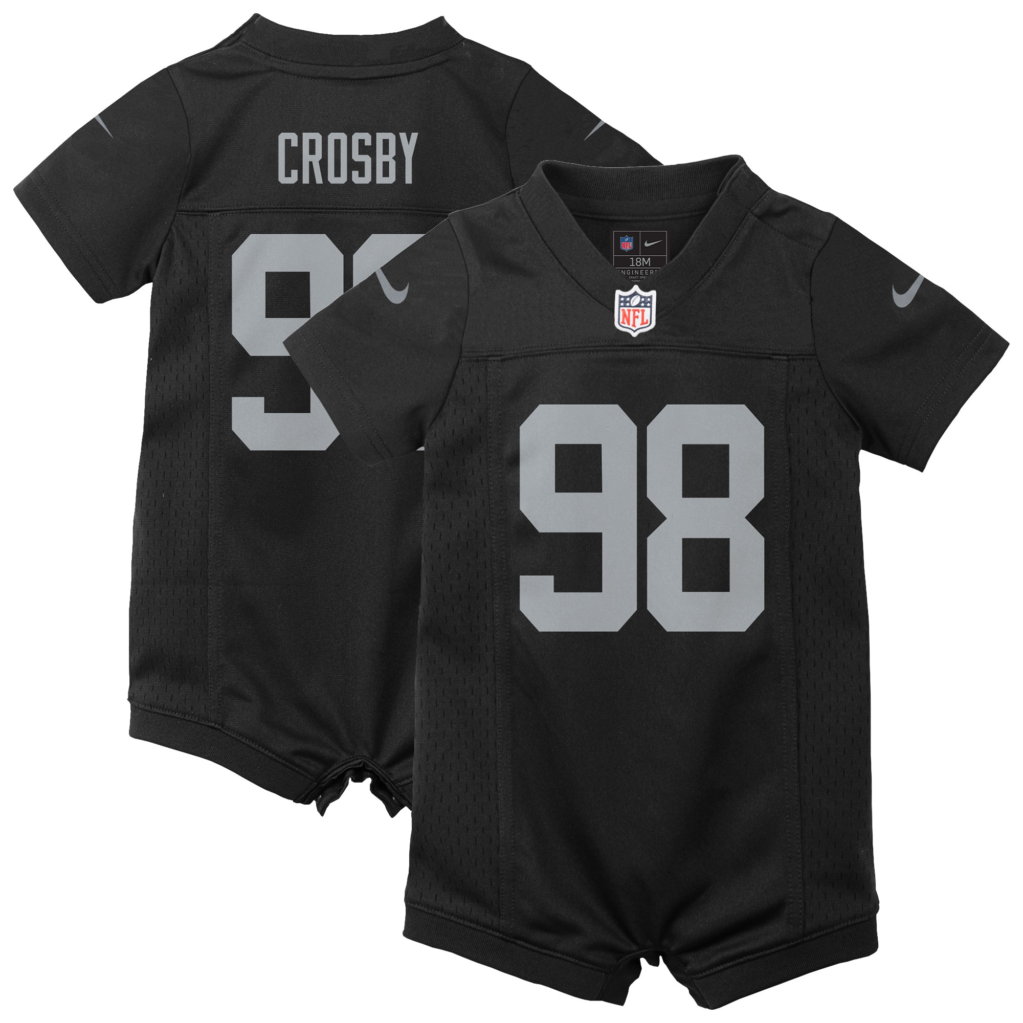 Newborn & Infant Las Vegas Raiders Maxx Crosby Black Game Romper Jersey JS8367 nicesnker