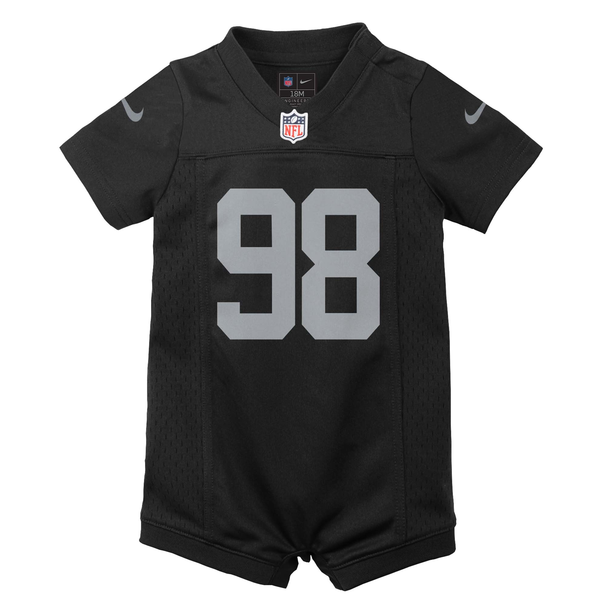 Alternative view of Newborn & Infant Las Vegas Raiders Maxx Crosby Black Game Romper Jersey JS8367 nicesnker