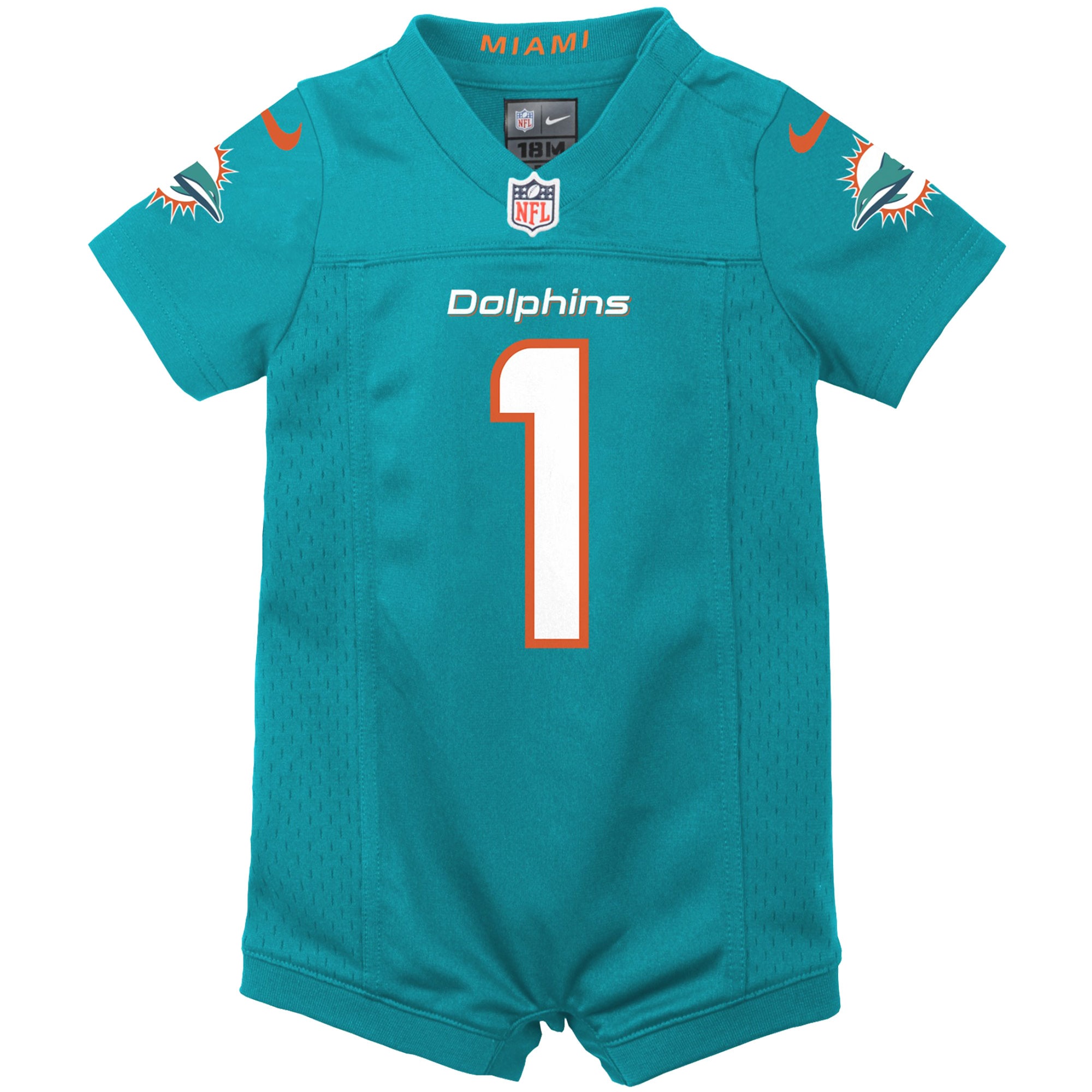 Alternative view of Newborn & Infant Miami Dolphins Tua Tagovailoa Aqua Game Romper Jersey JS1328 nicesnker