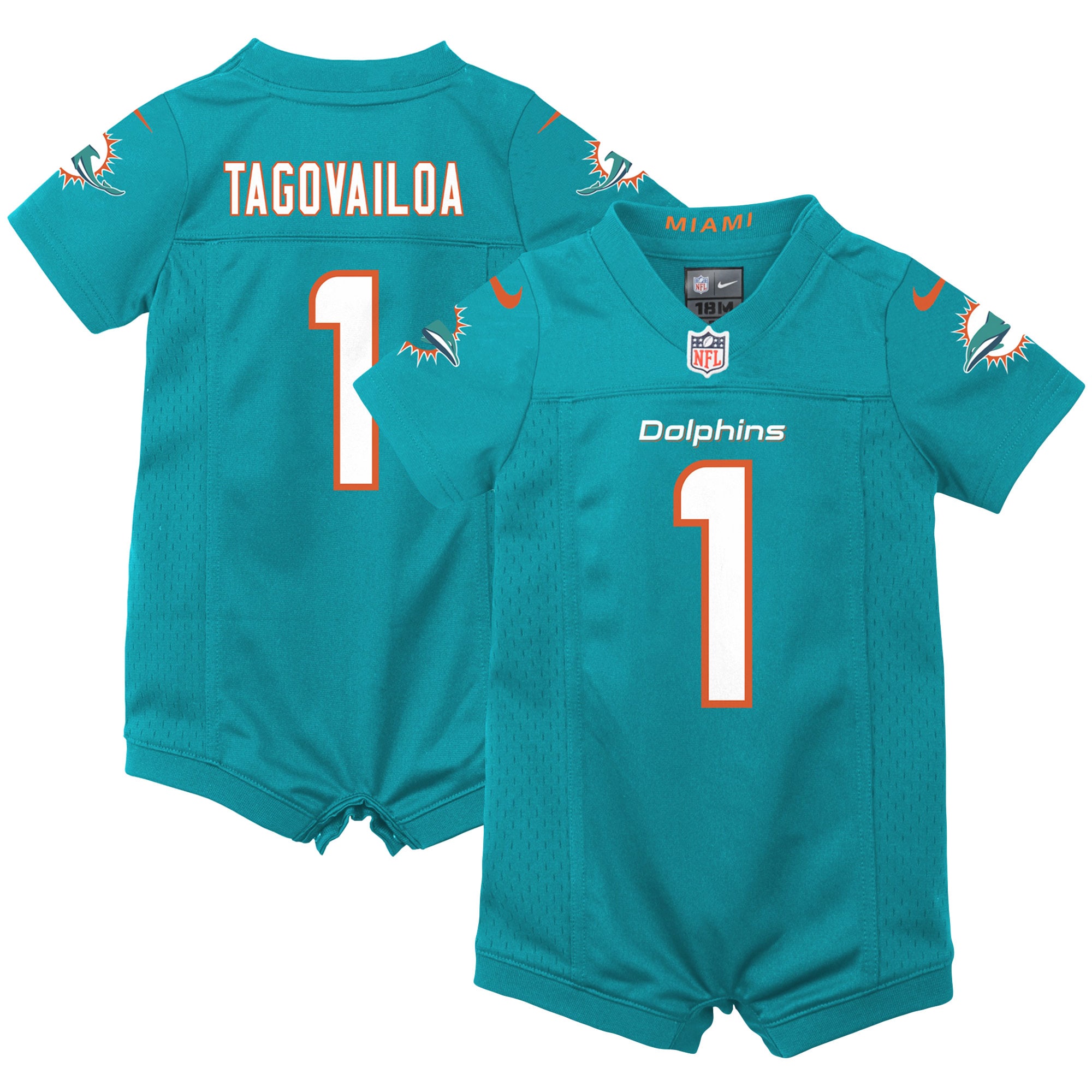 Newborn & Infant Miami Dolphins Tua Tagovailoa Aqua Game Romper Jersey JS1328 nicesnker