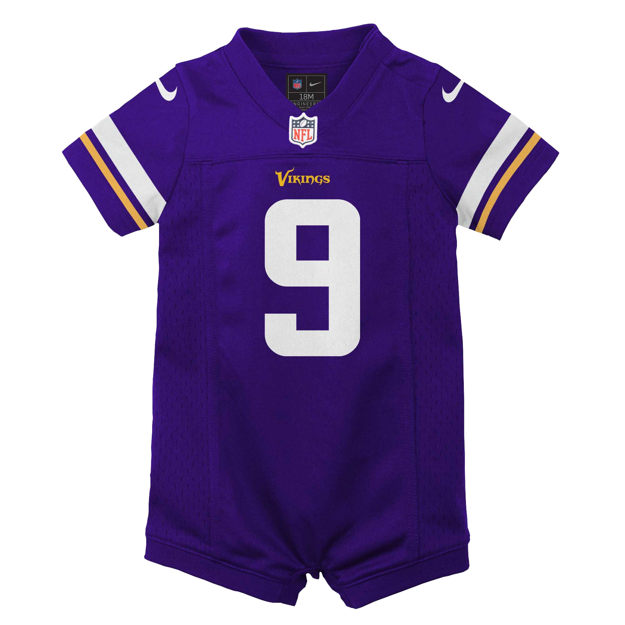 Alternative view of Newborn & Infant Minnesota Vikings J.J. McCarthy Purple Romper Game Jersey JS4479 nicesnker