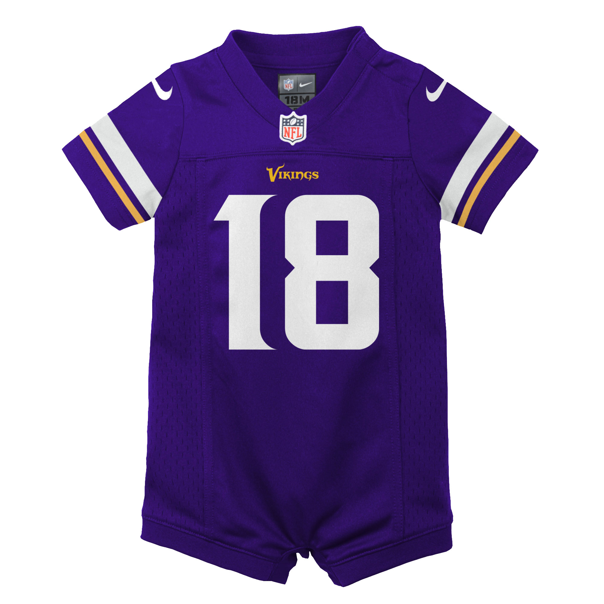 Alternative view of Newborn & Infant Minnesota Vikings Justin Jefferson Purple Game Romper Jersey JS7610 nicesnker
