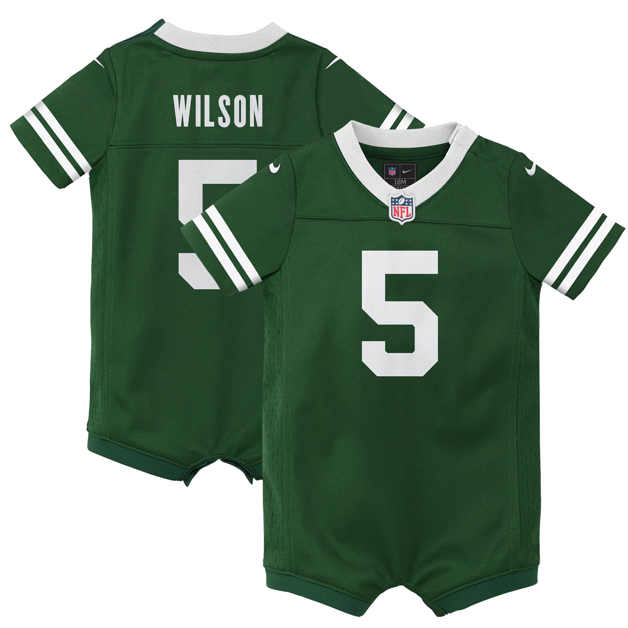 Newborn & Infant New York Jets Garrett Wilson Legacy Green Game Romper Jersey JS9598 nicesnker