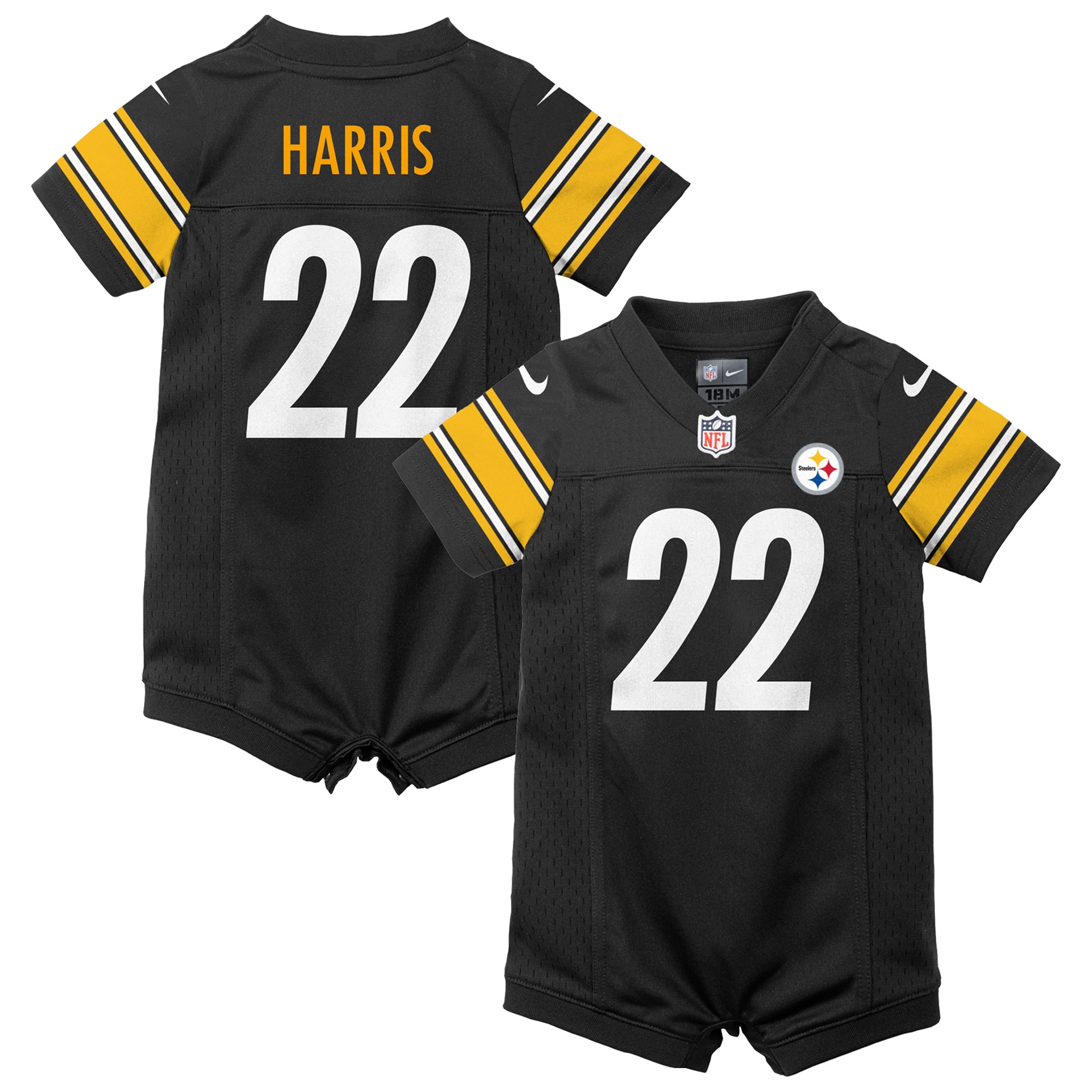 Newborn & Infant Pittsburgh Steelers Najee Harris Black Game Romper Jersey JS4097 nicesnker