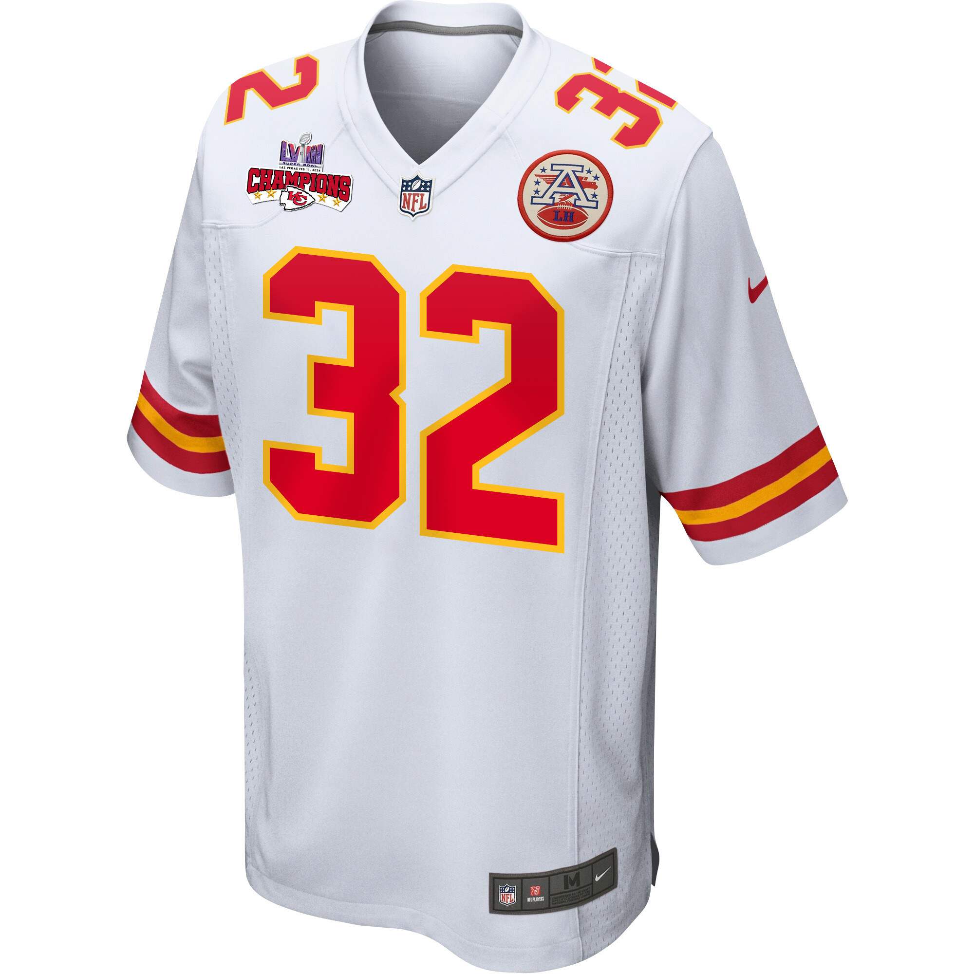 Alternative view of Nick Bolton 32 Kansas City Chiefs Super Bowl LVIII Champions 4 Stars Patch Game Men Jersey - White JS9034 nicesnker