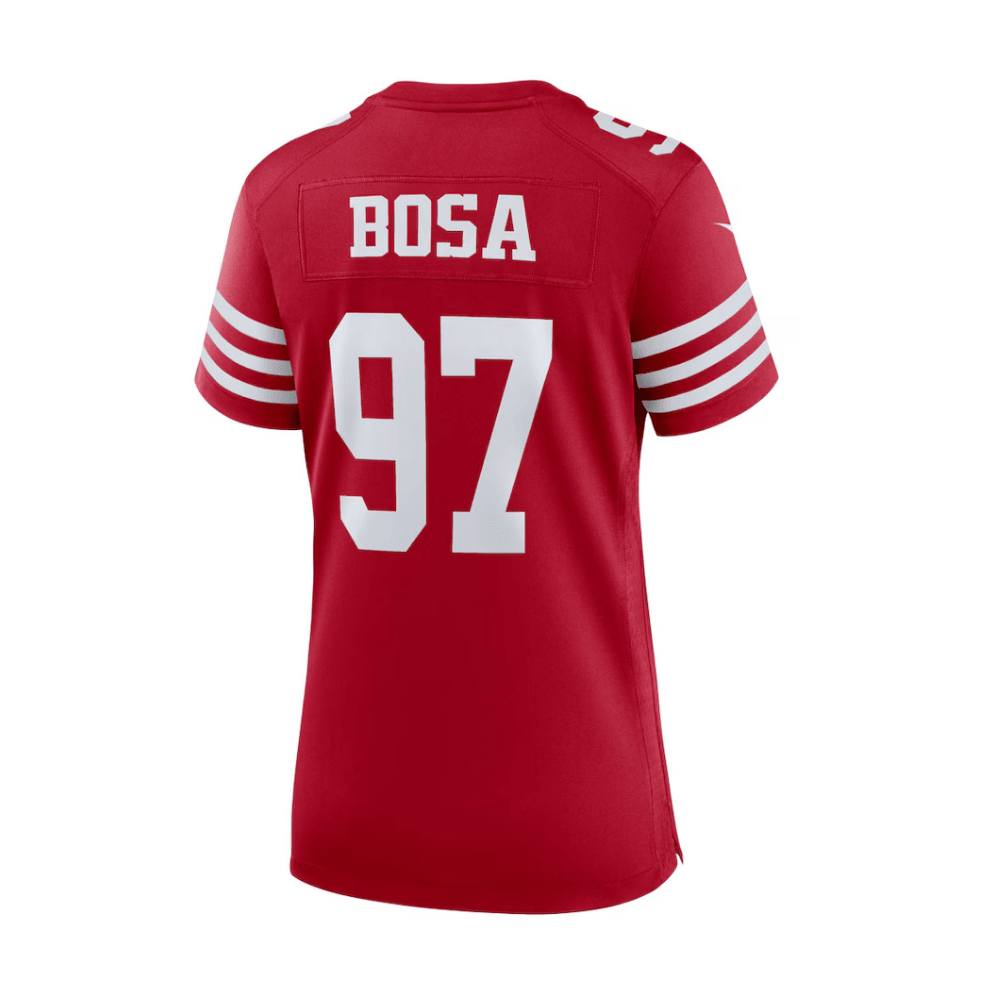 Alternative view of Nick Bosa 97 San Francisco 49ers 2025 Pro Bowl Patch Women Game Jersey - Scarlet JS5254 nicesnker