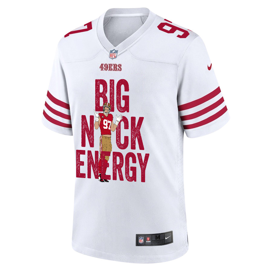 Alternative view of Nick Bosa 97 San Francisco 49ers Big Nick Energy Game Men Jersey - White JS3730 nicesnker