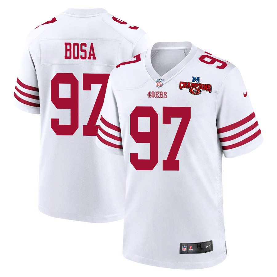 Nick Bosa 97 San Francisco 49ers NFC Champions Patch Game Men Jersey - White JS5394 nicesnker