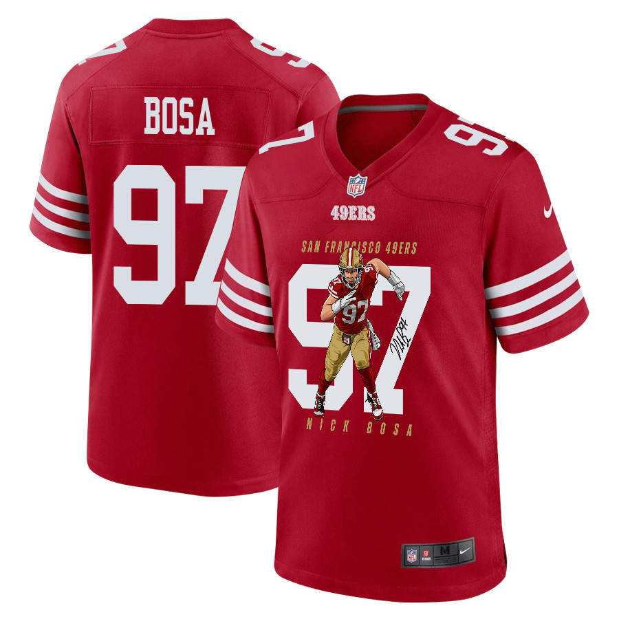Nick Bosa 97 San Francisco 49ers Run Bosa Run Game Men Jersey - Scarlet JS1284 nicesnker
