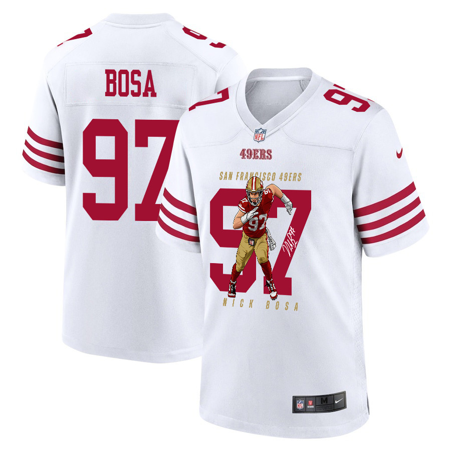 Nick Bosa 97 San Francisco 49ers Run Bosa Run Game Men Jersey - White JS3012 nicesnker