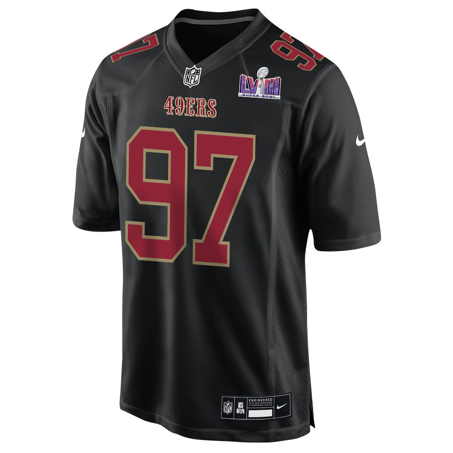 Alternative view of Nick Bosa 97 San Francisco 49ers Super Bowl LVIII Patch Fashion Game Men Jersey - Carbon Black JS3376 nicesnker
