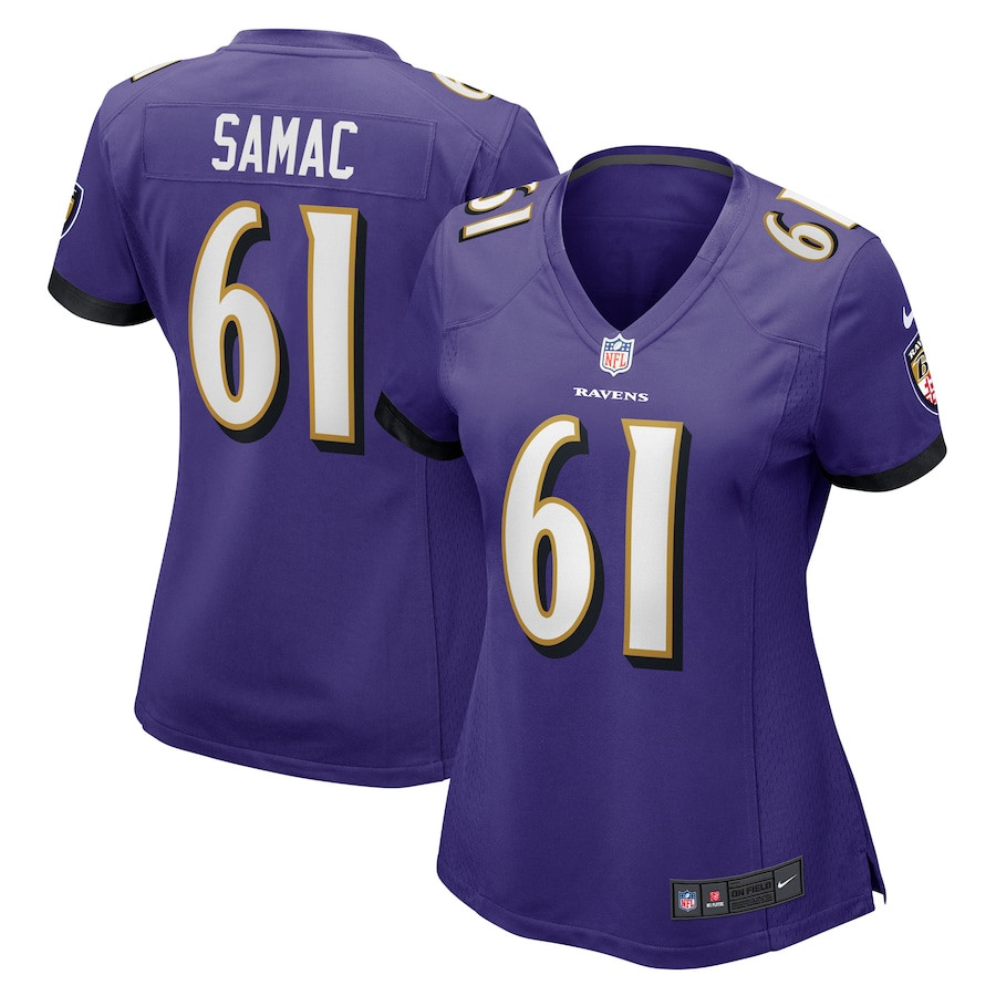 Nick Samac 61 Baltimore Ravens Women's Game Jersey - Purple JS5906 nicesnker