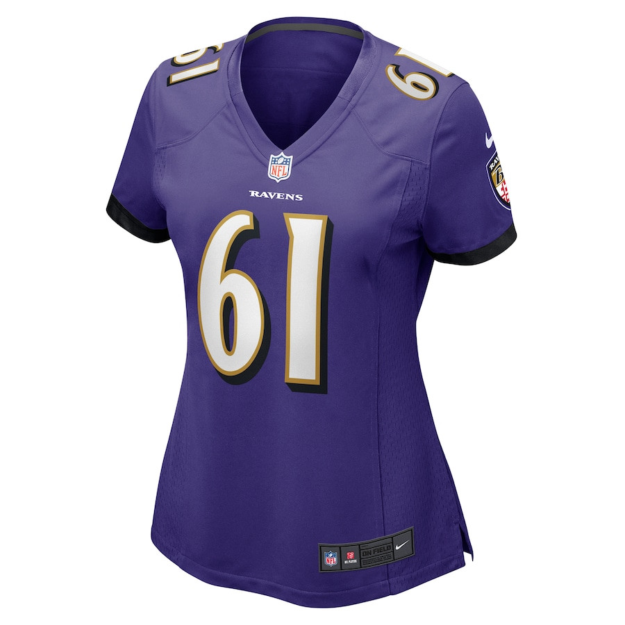 Alternative view of Nick Samac 61 Baltimore Ravens Women's Game Jersey - Purple JS5906 nicesnker