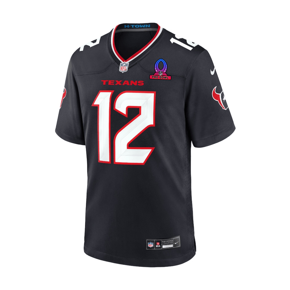 Alternative view of Nico Collins 12 Houston Texans 2025 Pro Bowl Patch Game Men Jersey - Navy JS3857 nicesnker